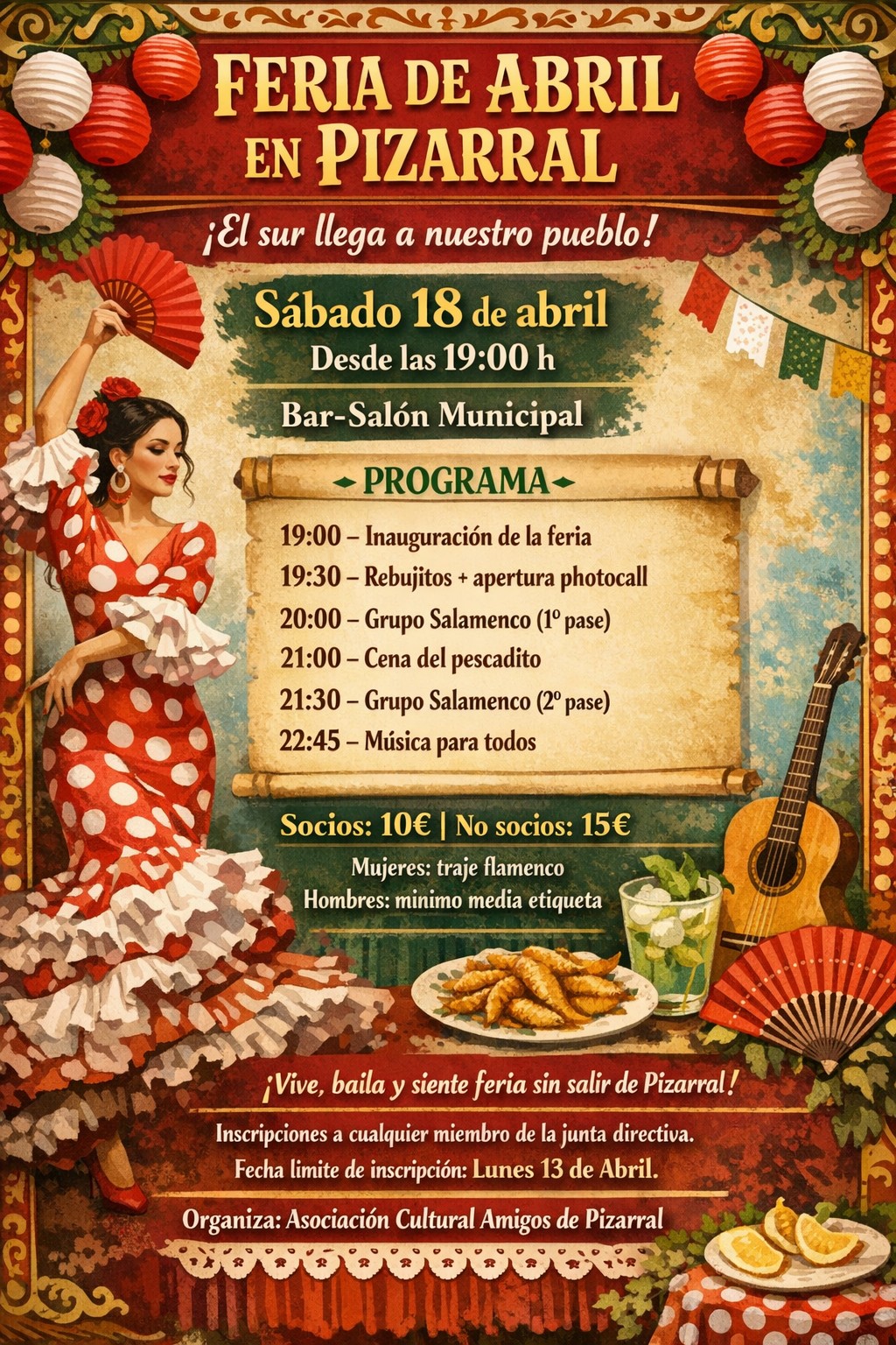 Pizarral celebra su Feria de Abril con una noche llena de arte, música y tradición